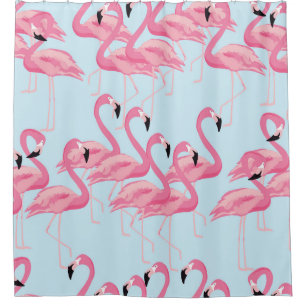 Flamingo Flock: Tropical Vintage Print Shower Curtain