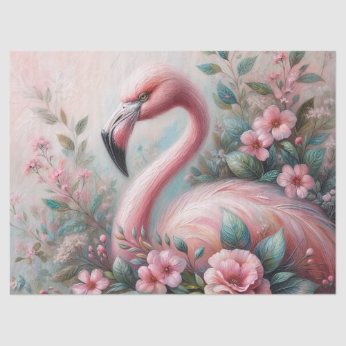 Flamingo Floral Botanical Art Tissue Paper
