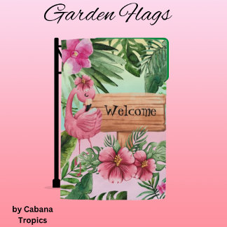 Flamingo Flowers Personalized Garden Flag