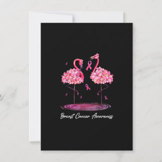 Flamingo Flowers Pink Ribbon Breast Cancer Awarene Invitation