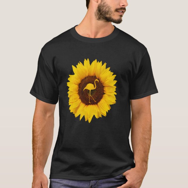 Flamingo  For Women Men Bird Animal Sunflower T-Shirt (Front)