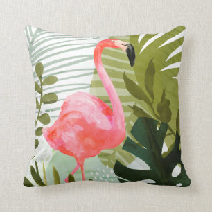 Flamingo Forest Throw Pillow