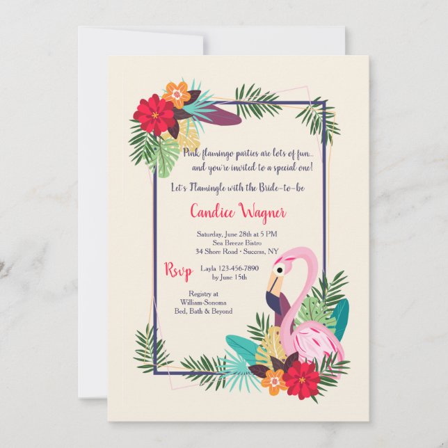 Flamingo Frame Invitation (Front)