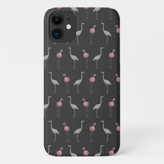 Flamingo Frenzy iPhone 11 Case (Dark Grey)