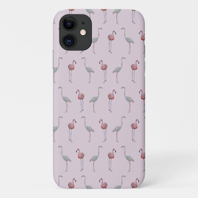 Flamingo Frenzy iPhone 11 Case (Dusty Pink) (Back)