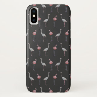 Flamingo Frenzy iPhone X Case (Dark Grey)