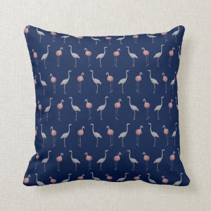 Flamingo Frenzy Pillow (Navy Blue)