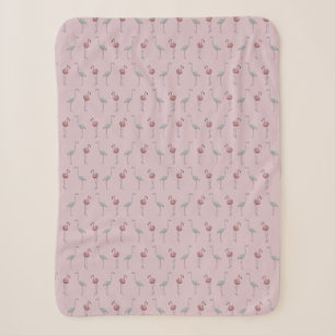 Flamingo Frenzy Sherpa Blanket (Dusty Pink)
