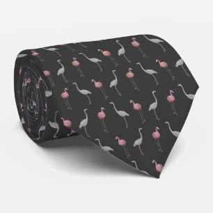 Flamingo Frenzy Tie Double Sided Print (Dark Gray)