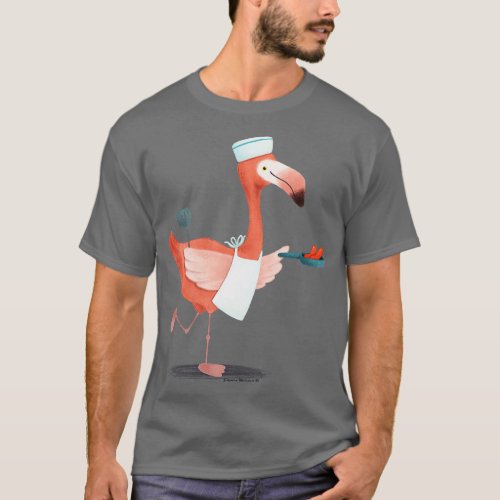 Flamingo frying sausages T_Shirt