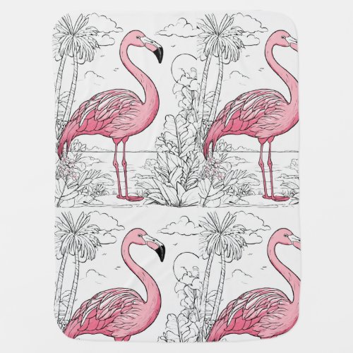 Flamingo Fun Baby Blanket with Cartoon Print