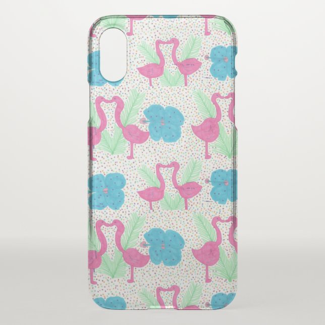 Flamingo Fun Print iPhone X Clear Case (Back)