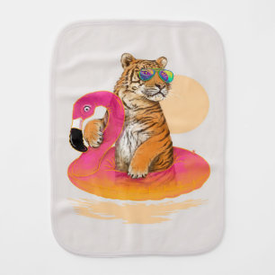 Flamingo   Funny Chillin Flamingo Tiger Friends Baby Burp Cloth