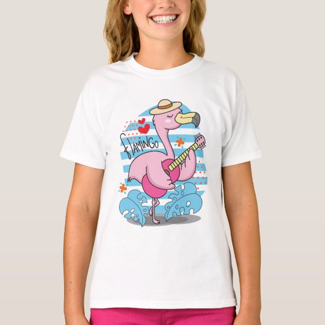 Flamingo Funny Cute Girl T-Shirt (Front)