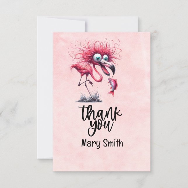 Flamingo Funny Design for party Thank You Card (Front)