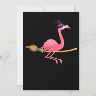 Flamingo Funny Flamingo Witch Halloween Invitation
