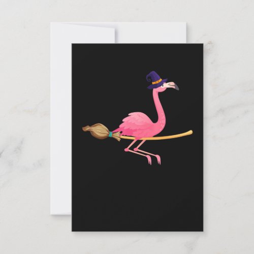 Flamingo  Funny Flamingo Witch Halloween Invitation