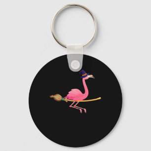 Flamingo Funny Flamingo Witch Halloween Keychain