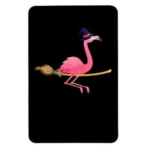 Flamingo Funny Flamingo Witch Halloween Magnet