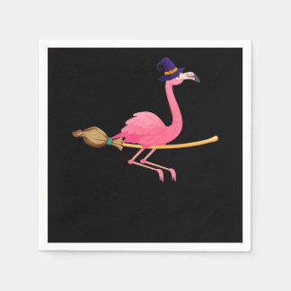 Flamingo | Funny Flamingo Witch Halloween Napkins