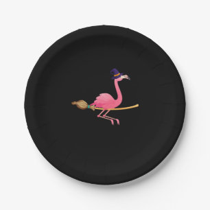 Flamingo Funny Flamingo Witch Halloween Paper Plates