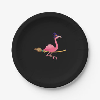 Flamingo | Funny Flamingo Witch Halloween Paper Plates
