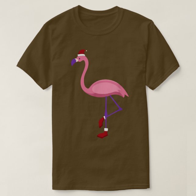 Flamingo Funny Santa Hat Santa Boots Xmas Flamingo T-Shirt (Design Front)