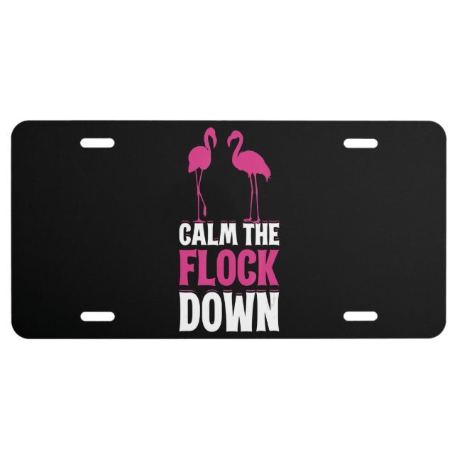 Flamingo Funny T-Shirt Gift For Girl License Plate (Front)