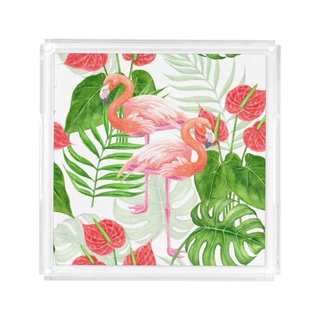 Flamingo garden acrylic tray (Front)