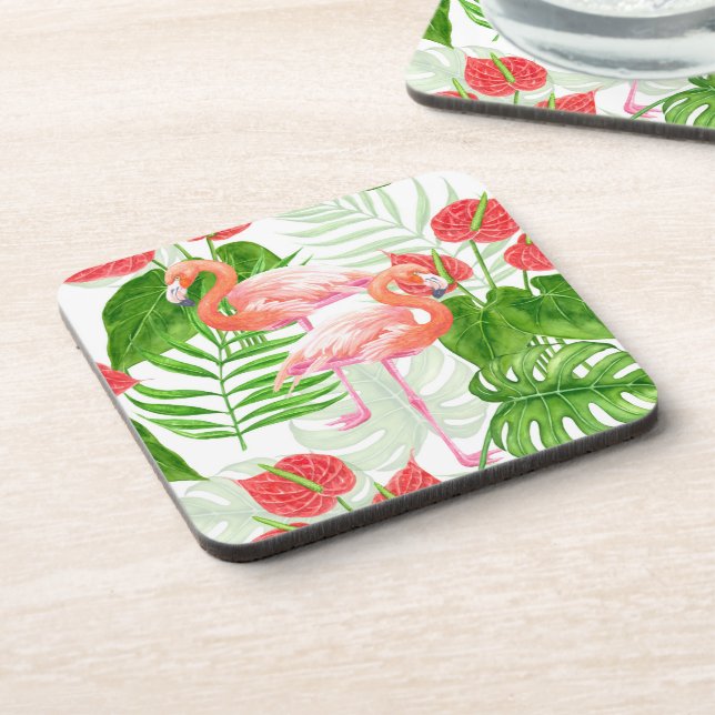 Flamingo garden beverage coaster (Left Side)