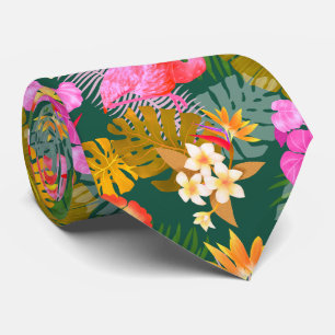 Flamingo Garden Dark Green Neck Tie