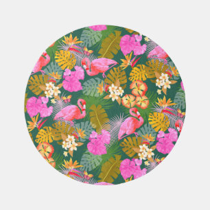 Flamingo Garden Dark Green Outdoor Rug