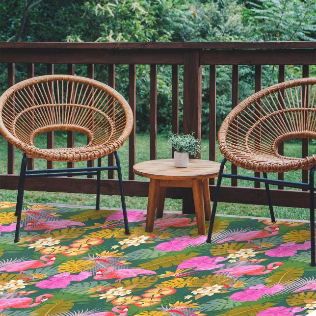 Flamingo Garden Dark Green Outdoor Rug (Flamingo Garden Dark Green Outdoor Rug,)