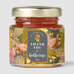 Flamingo Garden Dark Grey Honey Jar Favors