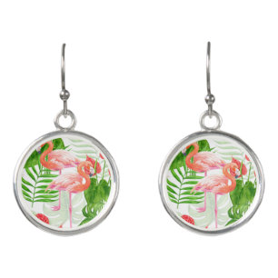 Flamingo garden earrings
