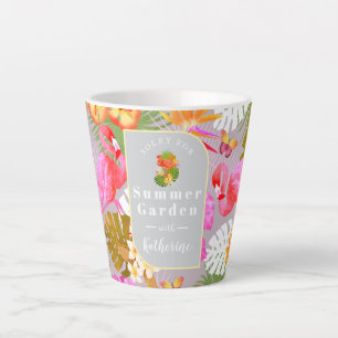Flamingo Garden Grey Latte Mug