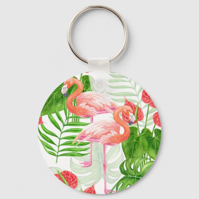 Flamingo garden keychain (Front)