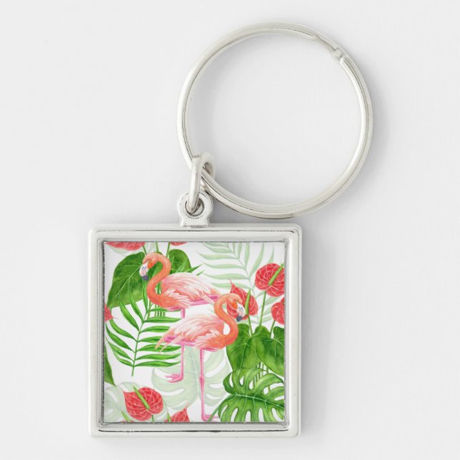Flamingo garden keychain (Front)
