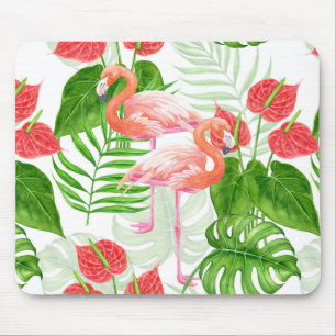 Flamingo garden mouse pad