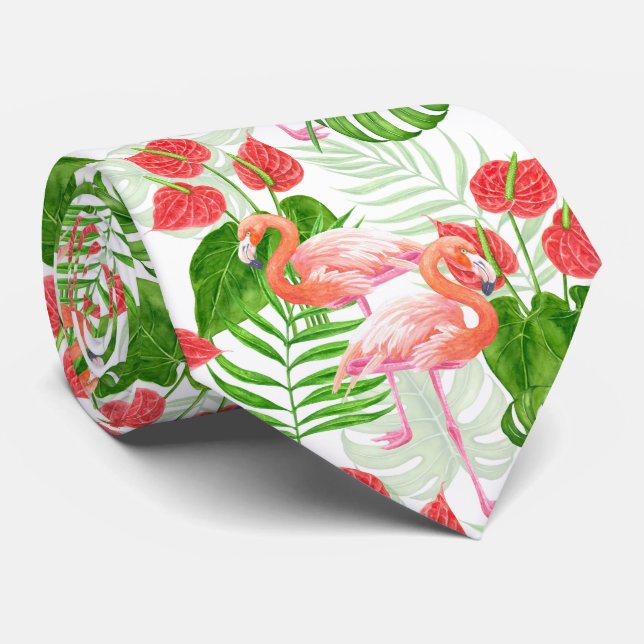 Flamingo garden neck tie (Rolled)