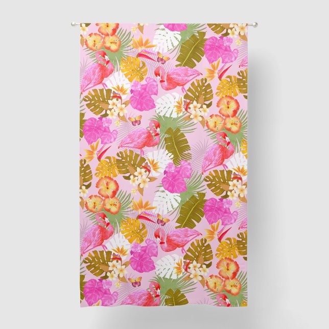 Flamingo Garden Pink Blackout Curtains (Front)