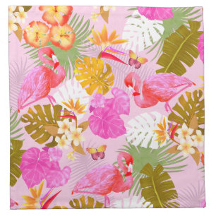 Flamingo Garden Pink Cloth Napkin