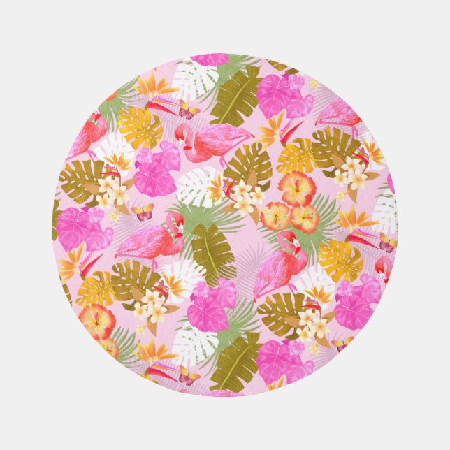 Flamingo Garden Pink Outdoor Rug (Front)