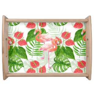 Flamingo garden serving tray