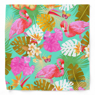 Flamingo Garden Teal Bandana