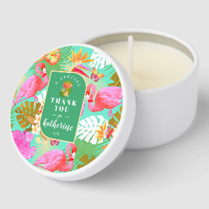 Flamingo Garden Teal Mini Candle Favors