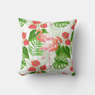 Flamingo garden throw pillow