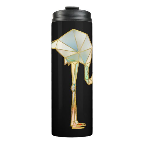 Flamingo Geometric Gold Lines Thermal Tumbler