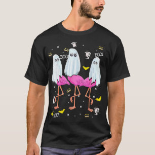 Flamingo Ghost Boo Scary Halloween Animal Bird Lov T-Shirt