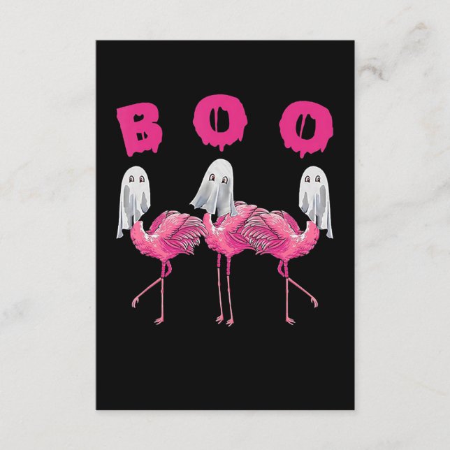 Flamingo | Ghost Flamingo Boo Halloween Costume Enclosure Card (Front)
